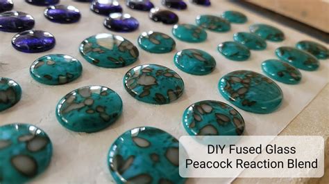 Diy Fused Glass Cabochons Peacock Turquoise Pearl Reaction Blend Youtube