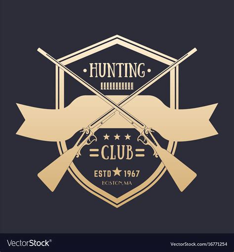 Hunting Club Vintage Logo With Two Crossed Rifles Vector Image