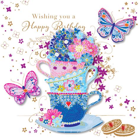 Handmade Tea Cups Happy Birthday Greeting Card Cards Love Kates