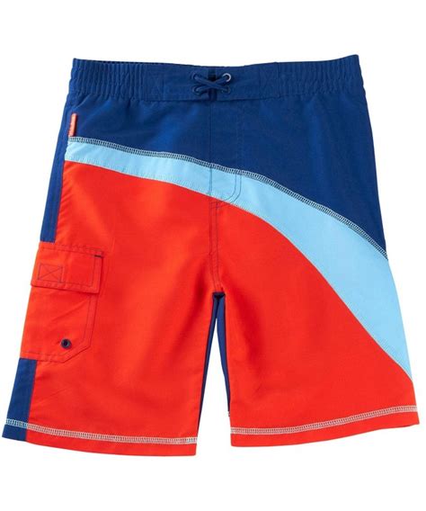 Boys Swim Trunks Uv Protection Cargo Board Shorts Bathing Suit Red