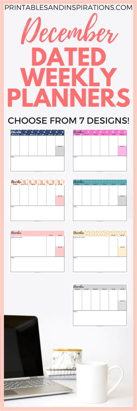 Free Printable Dated Weekly Planners For A Beautiful December