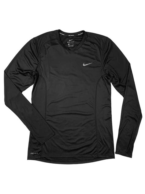 Nike Nike Mens Dri Fit Long Sleeve Miler Running Shirt Black New S