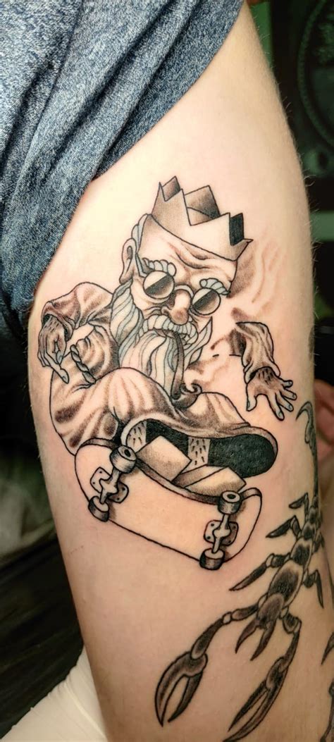 Got A Tattoo Of The Wise Old Man Riding A Skateboard R2007scape