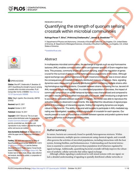 Pdf Quantifying The Strength Of Quorum Sensing Crosstalk Within