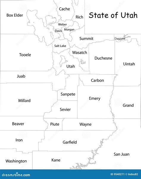 Utah Us State Map Red Outline Border Vector Illustration Two Letter