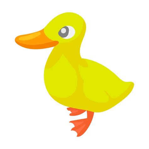 Gambar Bebek Kuning Kecil Yang Lucu Ikon Gaya Kartun Burung Itik