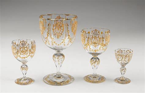 54 Piece Matched Set Of Moser Glassware With Raised Gilt Enamel From Piatik On Ruby Lane