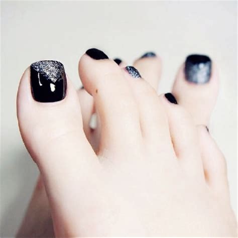 New Fashion Black Glitter Toe Nail Sticker Decal Water Transfer Sticker