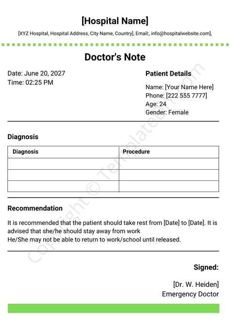 A Return To Work Doctors Note Consists Of A Letter Written By A Doctor