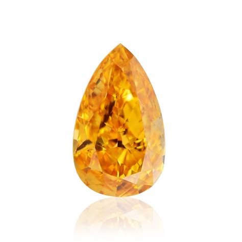 053 Carat Fancy Vivid Yellow Orange Diamond Pear Shape