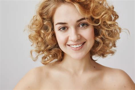 Beauty And Cosmetology Concept Close Up Portrait Of Attractive Curly