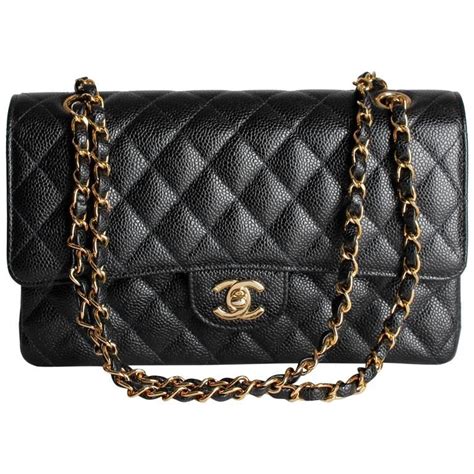 Chanel 255 Caviar Medium Classic Double Flap Bag Blackgold From A