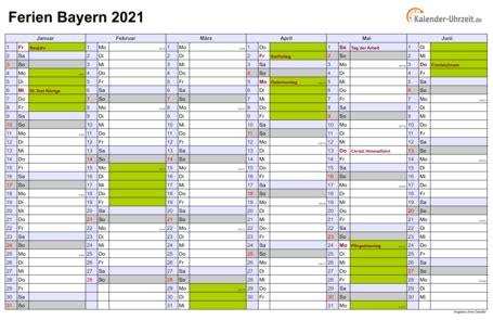 Arbeitstage 2021 bayern als pdf. Ferien Bayern 2021 - Ferienkalender zum Ausdrucken