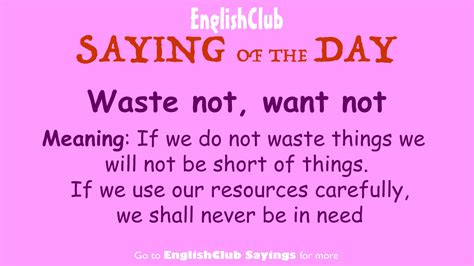 Waste Not Want Not Vocabulary Englishclub