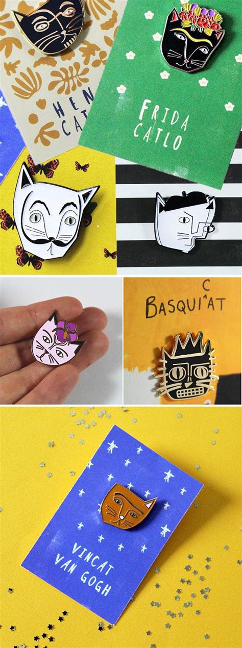 Enamel Pins By Nia Gould Reimagine Famous Artists As Cats Enamel Pins