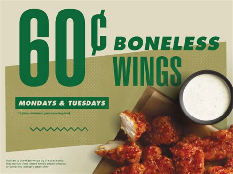 Sixty Cent Boneless Wings Available At Participating Locations