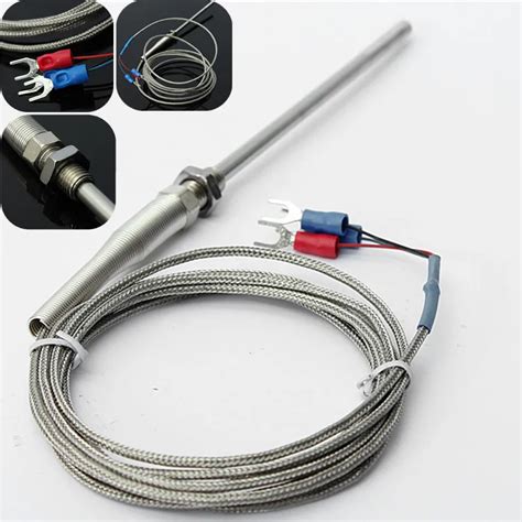 1pc New Pt100 Probe 2m Rtd Cable Stainless Probe 98mm 3 Wires