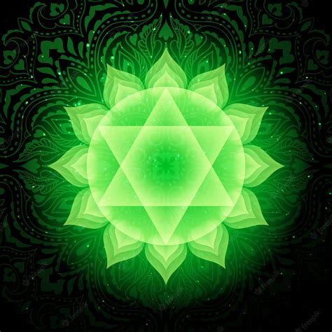 anahata chakra com mandala chakra do coração vetor premium