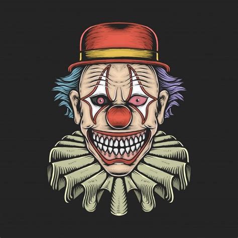 Hand Drawing Vintage Scary Clown Vector Illustration Scary Clown
