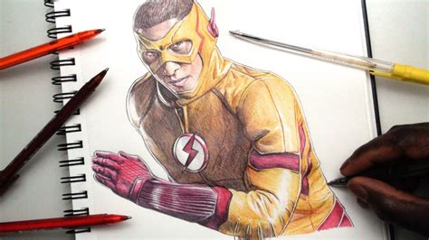 Make necessary improvements to finish the drawing. Kid Flash Pen Drawing - The Flash - DeMoose Art - YouTube