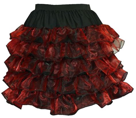 Lolita Skirt Red Frilly Organza Tutu Frilled 80s Rara Skirt