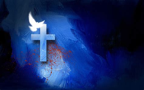 Graphic Christian Cross With Spiritual Dove Background Stock
