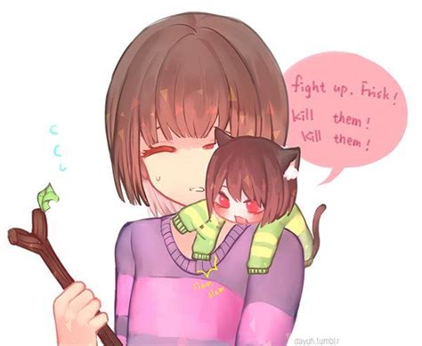 Frisk And Cat Chara Artist Dayuh Flowey Undertale Sans E Frisk