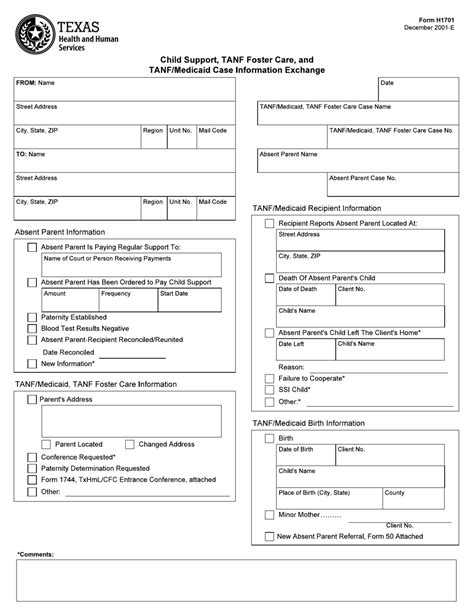 Form H1701 Download Fillable Pdf Or Fill Online Child Support Tanf