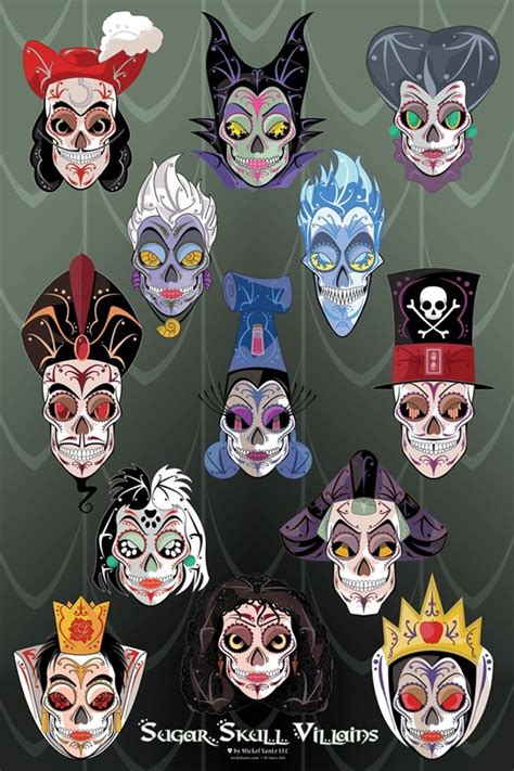 Disney Villains Sugar Skull Prints