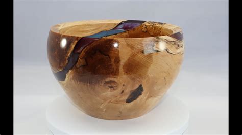 Woodturning 33 Bowl Of Spalted Wood And Epoxy Resin Youtube