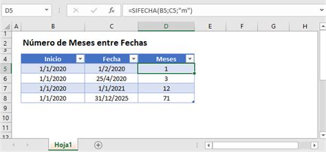 Cálculo de Meses Entre Dos Fechas en Excel
