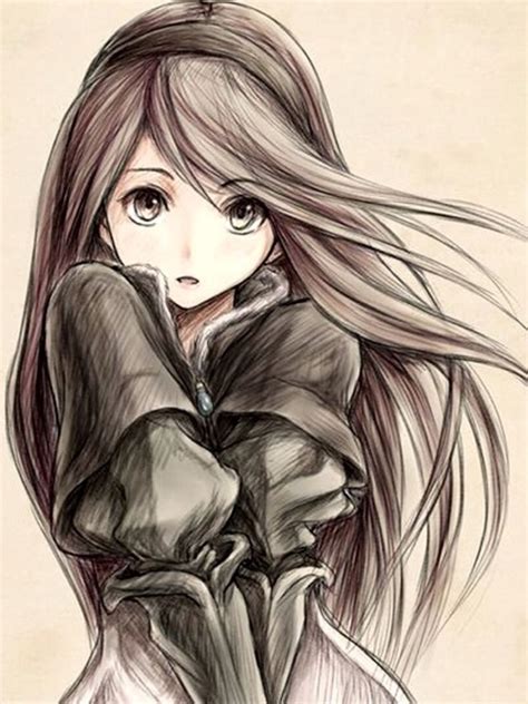 15 best uncolored anime images anime sketches drawings. Images Of Anime Girl Uncolored Drawings