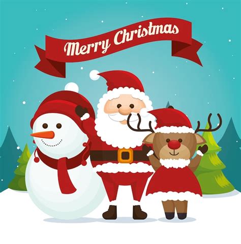 Premium Vector Happy Merry Christmas Snowman Character