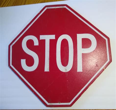 Vintage Hand Painted Wooden Stop Sign