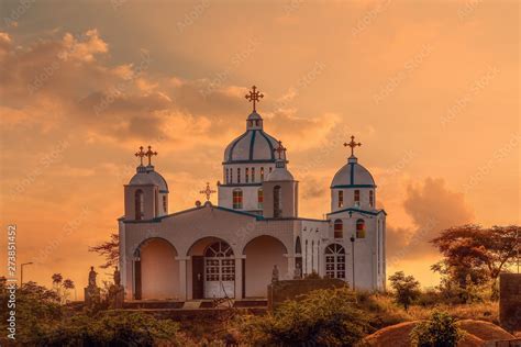 Beautiful Architecture Of Orthodox Christian Church In Sunset Oromia