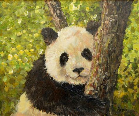 Baby Panda Portrait Painting Original Acrylic Wildlife Etsy