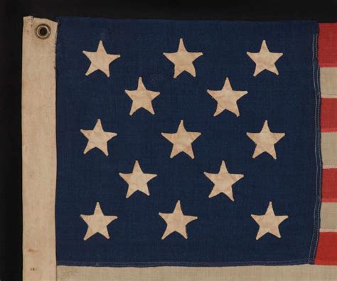 13 Antique American Flag Hand Sewn Stars Small Scale 1876 Centennial