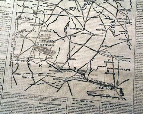 Maysville Ar Arkansas Civil War Map 1862 Old Newspaper