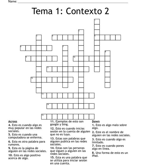 Tema 1 Contexto 2 Crossword Wordmint