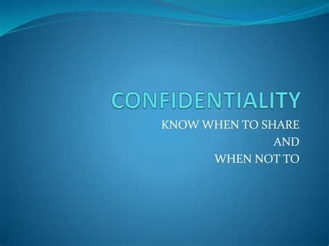 Confidentiality Ppt
