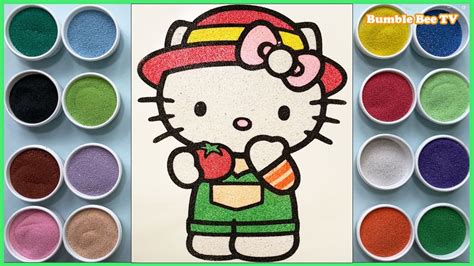 COLORED HELLO KITTY FARMER SAND PAINTING/TÔ TRANH CÁT HELLO KITTY/LEARN