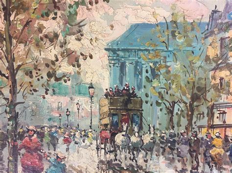 Impressionist Parisian Street Scene Original Oil On Canvas Signed
