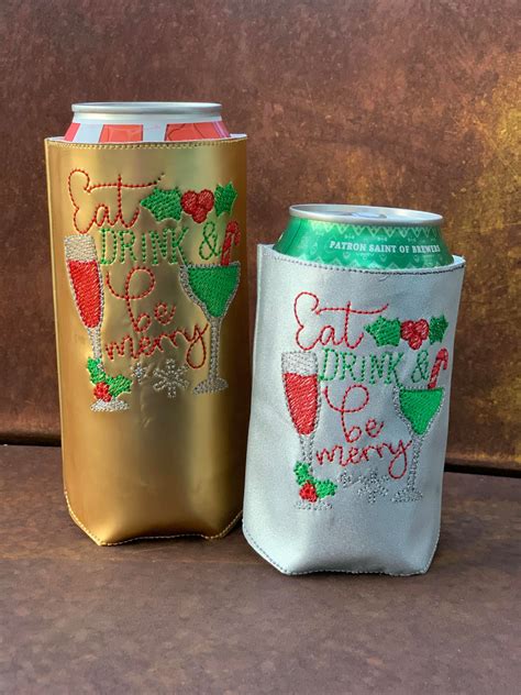 Eat Drink Merry, Can Wrap, 4×4 and 5×7, 5 options, ITH, Embroidery