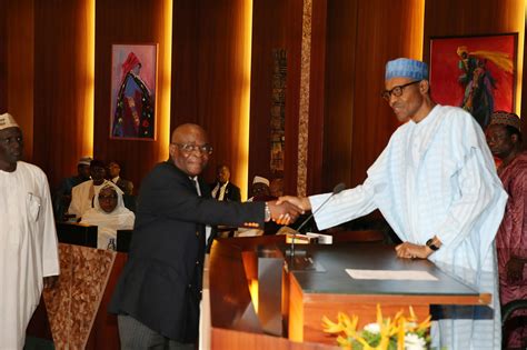 hope for nigeria buhari swears in acting chief justice onnoghen withholds senate nomination