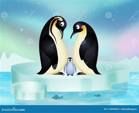 Penguins On Iceberg Stock Illustration Illustration Of Water 112494930