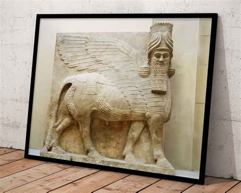 Lamassu Winged Bull Statue Framed Print Canvas Poster Assyrian