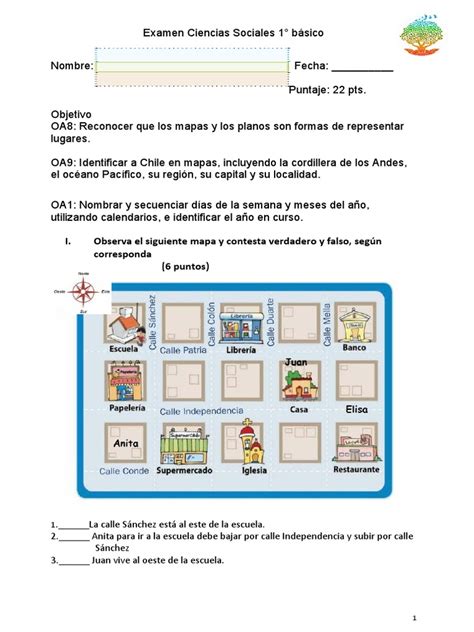 Examen Ciencias Sociales 1ero Básico Pdf Chile Calendario