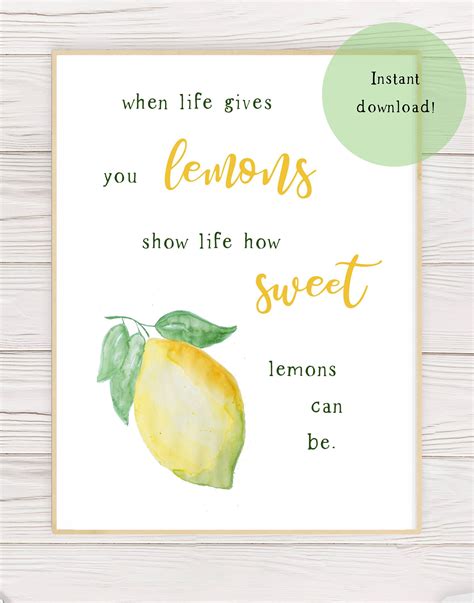 When Life Gives You Lemons Quote With Hand Watercolored Lemon Etsy