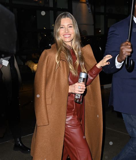 Jessica Biel Wore A Leather Jumpsuit In The Perfect Fall Colorsee Pics Glamour