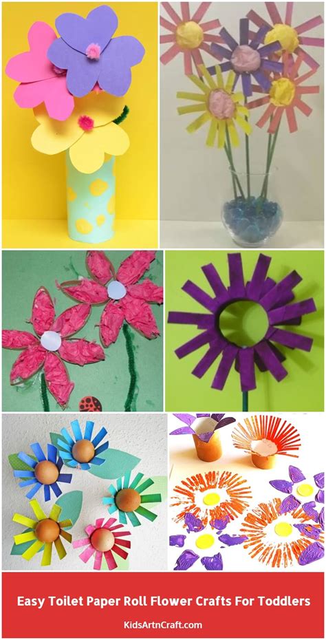 Easy Toilet Paper Roll Flower Crafts For Toddlers Kids Art And Craft